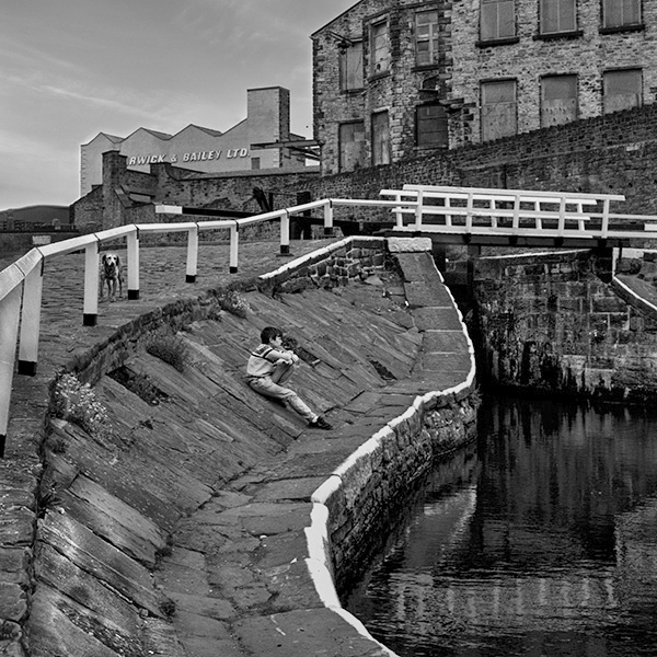 Boy and dog, Locks Leeds Liverpool Canal, off Bolton Road - Blackburn - A Town and its People by Christopher John Ball