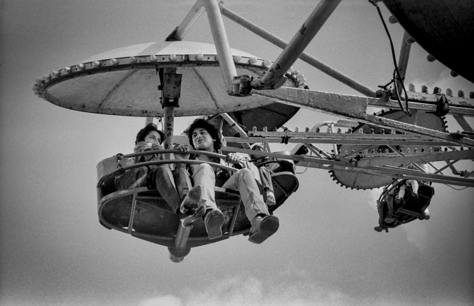 Young Couple Riding Blackburn Easter Fair, Blackburn Young Couple Riding Easter Fair - Blackburn a Town and its People Photographic Study