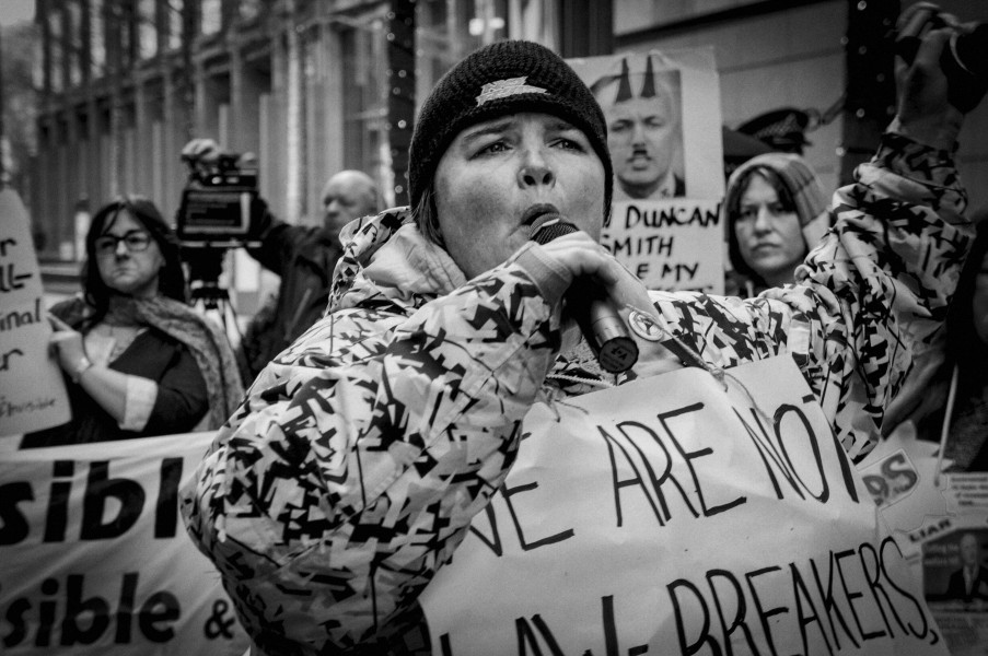 Demonstration by disabled people and carers outside ATOS offices, London 19th February 2014