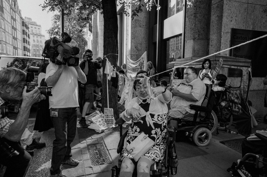 DPAC demonstration outside Department for Work and Pensions, London. 4th September 2013 Photographs by Christopher John Ball