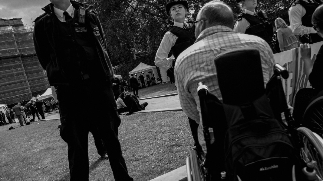 DPAC - PIP Fightback. Day of Action Against PIP. 13th July 2013, London. Part Three - Outside House of Commons, College Green. Photographs by Christopher John Ball DPAC - PIP Fightback. Day of Action Against PIP. 13th July 2013, London. Part Three - Outside House of Commons, College Green. Photographs by Christopher John Ball