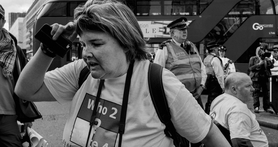 DPAC 'Trash The Tories' Demonstration 2017 General Election, London. 2nd May 2017 - Part One - Road Block.