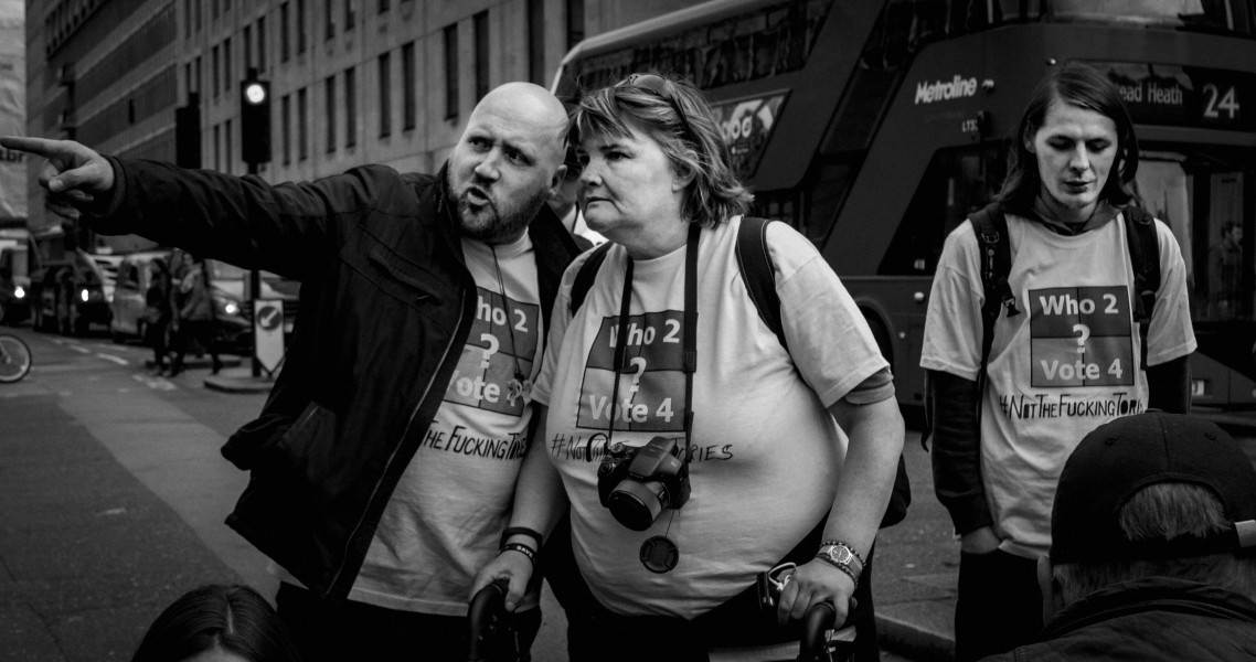 DPAC 'Trash The Tories' Demonstration 2017 General Election, London. 2nd May 2017 - Part One - Road Block. Photographs by Christopher John Ball DPAC 'Trash The Tories' Demonstration 2017 General Election, London. 2nd May 2017 - Part One - Road Block.