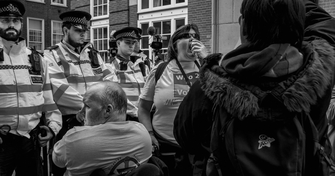 DPAC 'Trash The Tories' Demonstration 2017 General Election, London. 2nd May 2017 - Part Four - Outside Conservative Party HQ. Photographs by Christopher John Ball DPAC 'Trash The Tories' Demonstration 2017 General Election, London. 2nd May 2017 - Part Four - Outside Conservative Party HQ.