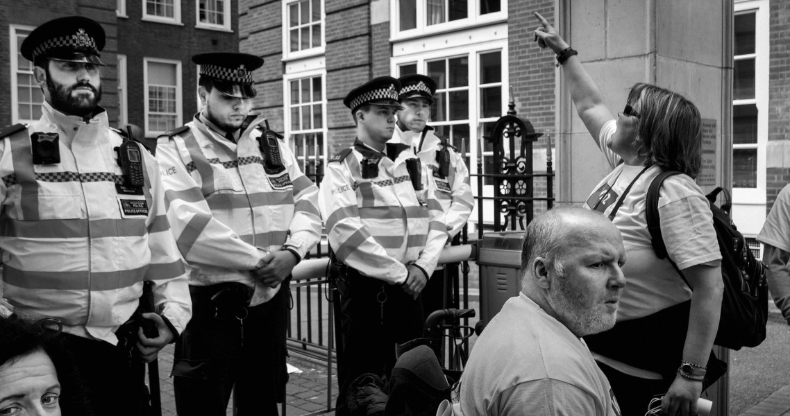 DPAC 'Trash The Tories' Demonstration 2017 General Election, London. 2nd May 2017 - Part Four - Outside Conservative Party HQ. Photographs by Christopher John Ball DPAC 'Trash The Tories' Demonstration 2017 General Election, London. 2nd May 2017 - Part Four - Outside Conservative Party HQ.