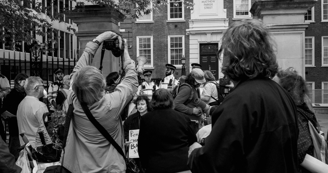 DPAC 'Trash The Tories' Demonstration 2017 General Election, London. 2nd May 2017 - Part Four - Outside Conservative Party HQ. Photographs by Christopher John Ball DPAC 'Trash The Tories' Demonstration 2017 General Election, London. 2nd May 2017 - Part Four - Outside Conservative Party HQ.