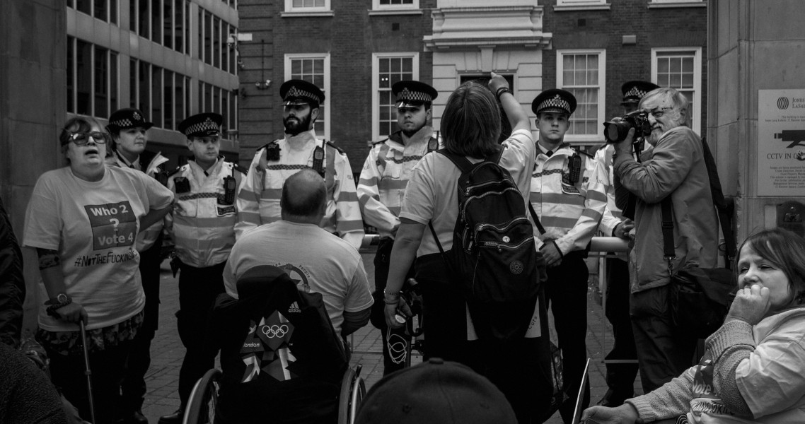 DPAC 'Trash The Tories' Demonstration 2017 General Election, London. 2nd May 2017 - Part Four - Outside Conservative Party HQ. Photographs by Christopher John Ball DPAC 'Trash The Tories' Demonstration 2017 General Election, London. 2nd May 2017 - Part Four - Outside Conservative Party HQ.