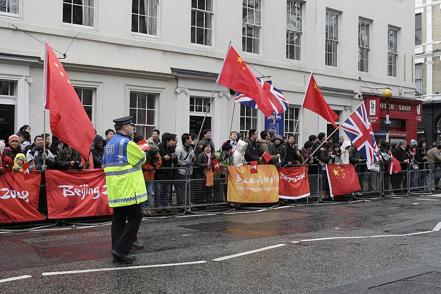 'London - A City and its People' - Olympic Torch Procession with Free Tibet Protest near Russell Square 6th April 2008 - A photographic study by Christopher John Ball - Photographer and Writer